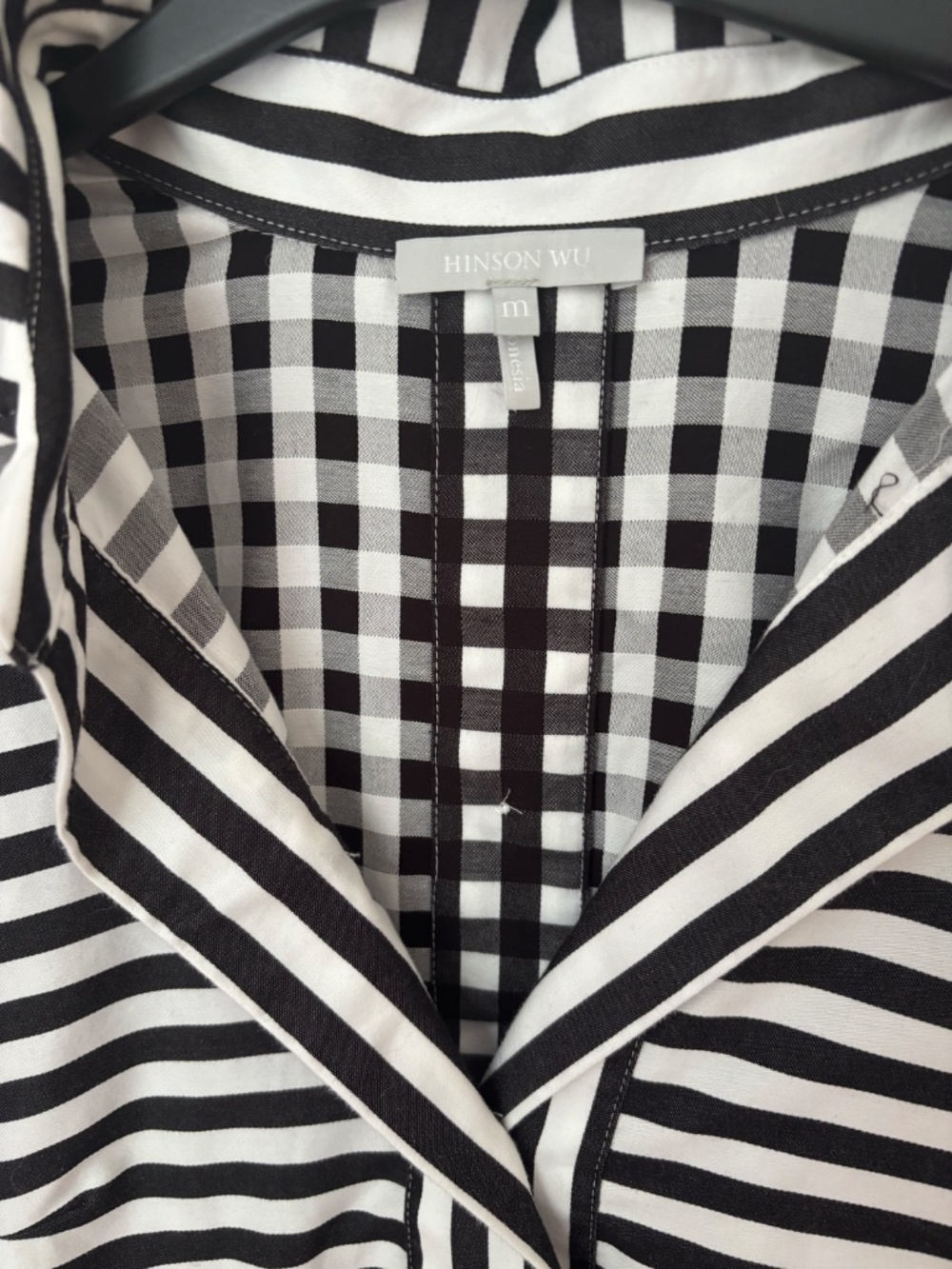 NWOT Hinson Wu "Aileen" dress black gingham stripe - medium - Picture 5 of 9